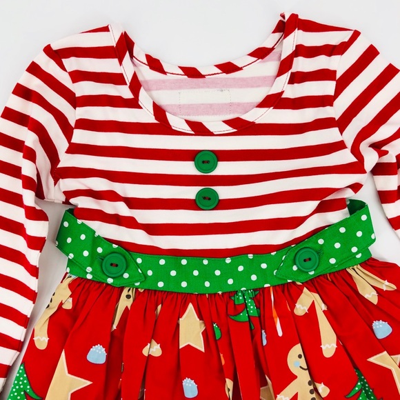NWT Eleanor Rose Gingerbread Striped Christmas Holiday Dress SZ 3/4 - Picture 4 of 8